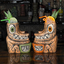 Load image into Gallery viewer, Tiki tOny's Enchanted Tiki Room Drummer ceramic Tiki Mug (Orange or Green), sculpted by Tiki tOny and Thor - Ready to Ship! (FREE SHIPPING in U.S.)