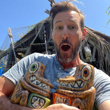 Load image into Gallery viewer, Tiki tOny's Enchanted Tiki Room Drummer ceramic Tiki Mug (Orange or Green), sculpted by Tiki tOny and Thor - Ready to Ship! (FREE SHIPPING in U.S.)