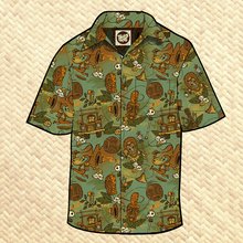 Load image into Gallery viewer, TikiLand Trading Co. 'Cannibal of Doom' - Classic Aloha Button-Up Shirt - Unisex - Ready to Ship! (US shipping included)