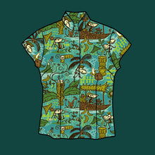 Load image into Gallery viewer, Tiki tOny's 'Beachcomber Monkey' Classic Aloha Button-Up Shirt - Womens - Ready to Ship