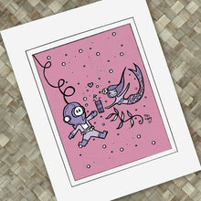 Load image into Gallery viewer, Diver Mermaid Valentine Pink Print