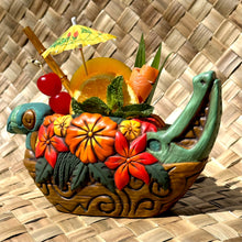 Load image into Gallery viewer, Tiki tOny&#39;s Flower Boat Canoe - Ceramic Tiki Mug - Limited Edition / Limited Time Pre-Order
