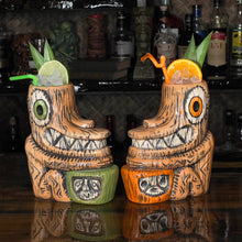 Load image into Gallery viewer, Tiki tOny's Enchanted Tiki Room Drummer ceramic Tiki Mug (Orange or Green), sculpted by Tiki tOny and Thor - DECOR USE ONLY - Ready to Ship! (FREE SHIPPING in U.S.)
