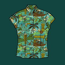 Load image into Gallery viewer, Tiki tOny's 'Beachcomber Monkey' Classic Aloha Button-Up Shirt - Womens - Ready to Ship

